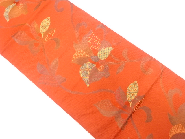 花更紗模様織り出し　名古屋帯